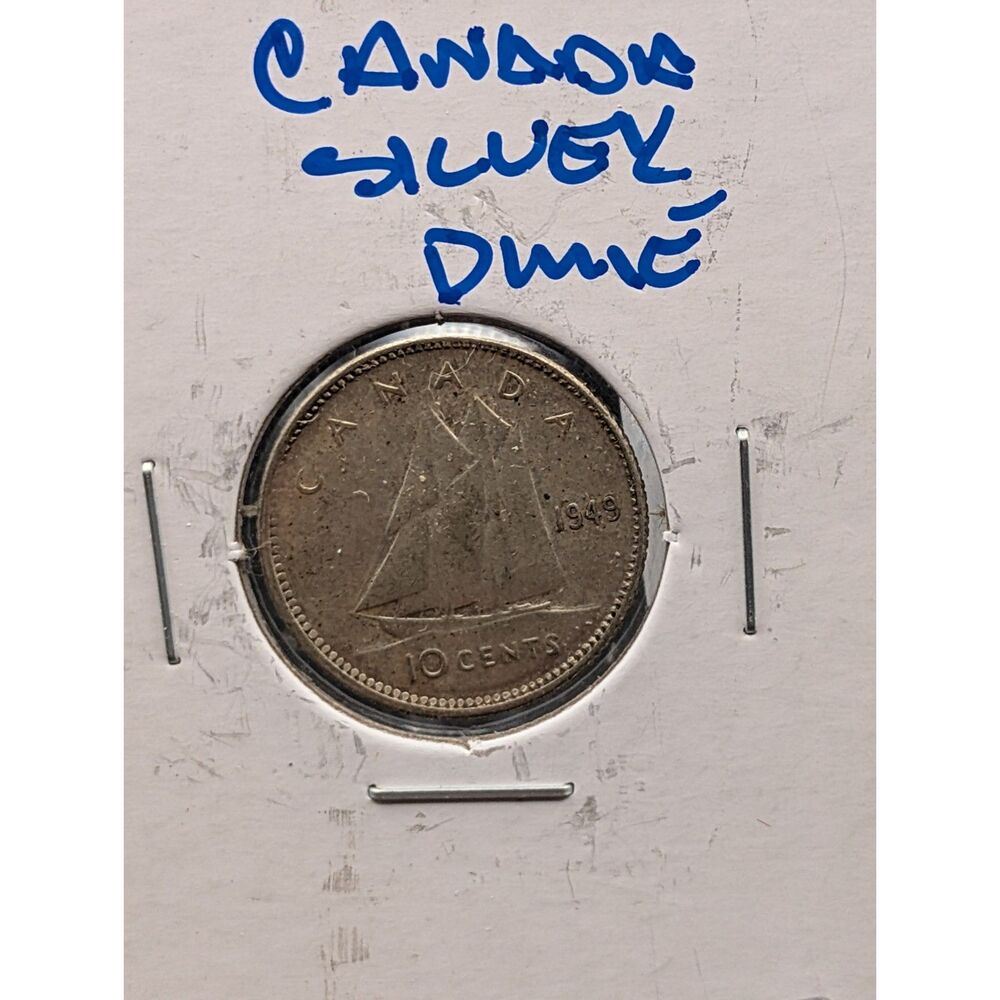 1949 Canada Bluenose Silver Dime King George VI Vintage 10 Cents Coin